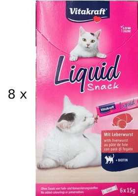 Vitakraft Liquid Snack Mit Leberwurst ( 33,75/kg) Katzen-Snack 8 x 6 x 15 g