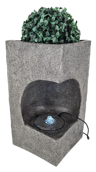 Abc Home Zimmerbrunnen Mit Pflanztopf Led | Tischbrunnen Stein-Optik-image