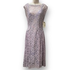 1940  s Lilac Lace Party Dress Sheer Size Small Flapper Evening Gown Vintage Deco