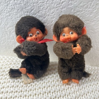 Lot Of 2 Vintage Gerber Atlanta clip on plush Hugger Monkey Googly Eyes 5''
