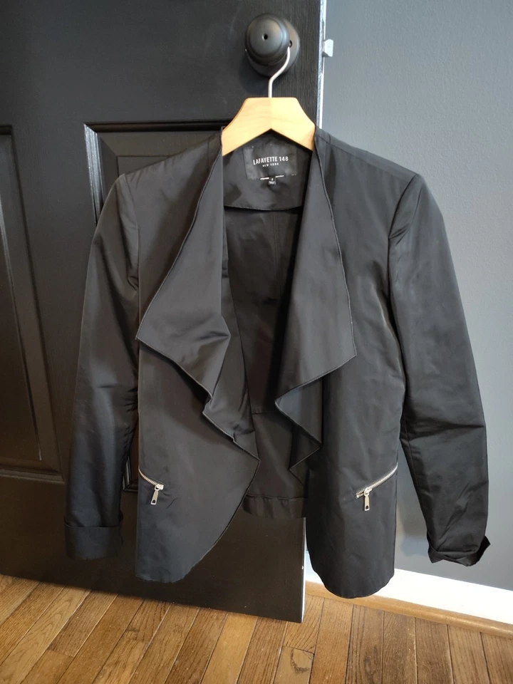 Lafayette 148 Black Jacket Blazer Open Front Size 2 - Image 2 of 4