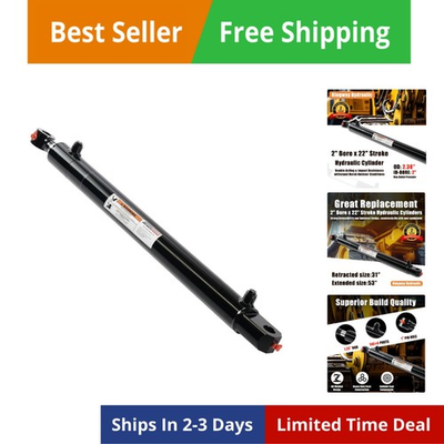 #ad Double Acting Hydraulic Cylinder 2quot; Bore x 22quot; Stroke 1quot; Pin Holes Ports 3... $260.66