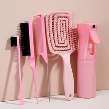 5pc Hair Styling Set Elastic Massage Brush  Scalp Comb with Spray Bottle