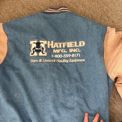 Vintage Hatfield MFG INC Tri-Mountain Denim Varsity Work Jacket XL