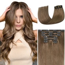Ukira Ash Brown Hair Extensions for Women Real Human Hair, 75g 12 Inch 7pcs ...