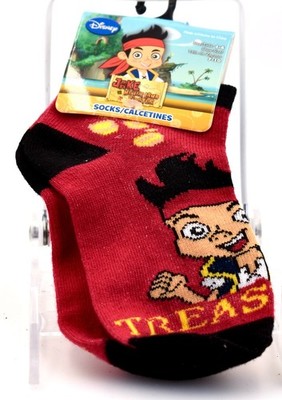 Disney Jake & The Never Land Pirates,Socks,Size 4-6,Polyester,Spandex,Red