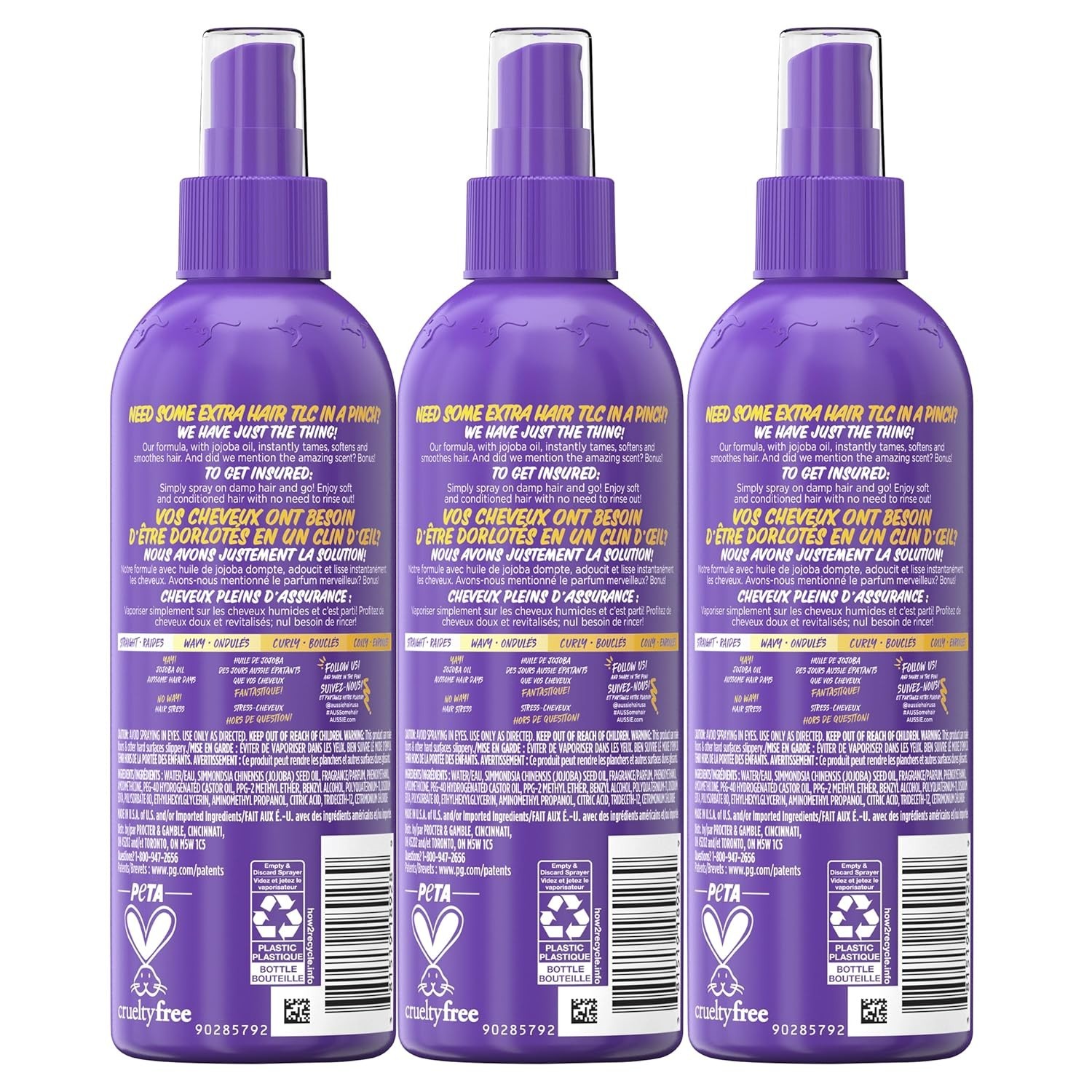 Aussie Hair Insurance Leave-In Conditioner Spray, Frizz Control, Softening with 