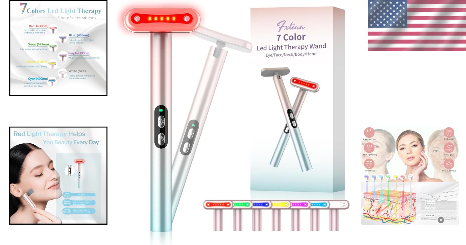 LED Facial Light Therapy Wand: 7 Colors for Smooth, Radiant Skin