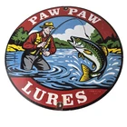 Vintage Paw Paw Lures Sign - Fishing Ad Gas Pump Porcelain Sign