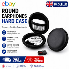 BLACK PORTABLE  HEADSET Earphone Hard Case Storage Pouch Box Bag shell Earbud UK