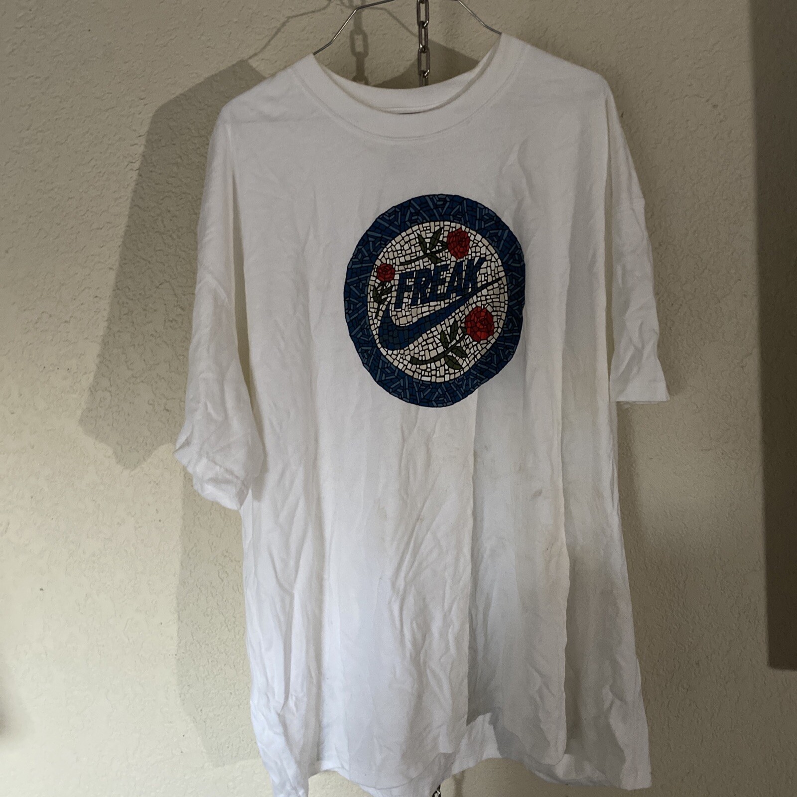 Nike FREAK Giannis Swoosh Mosaic T-Shirt Men's Size Large White