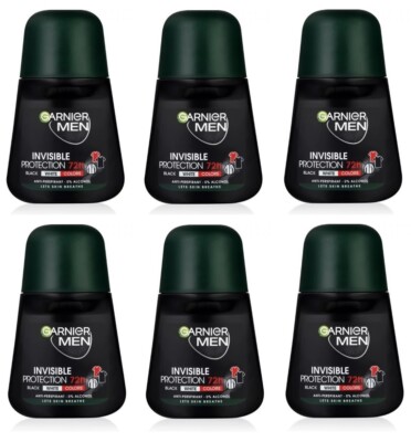 6x Garnier Men Mineral Invisible 72h Anti-Transpirant Deodorant Roll On for Men