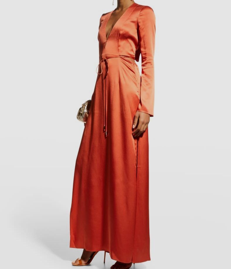 $1095 Galvan Escape Women's Orange Lido Cutout Satin Maxi Dress Size 40 |  eBay