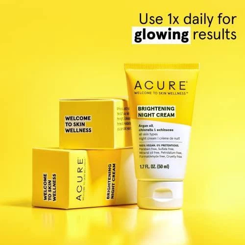 Crema de noche iluminadora ACURE | 100 % vegana | Para una apariencia más brillante | Argán Foto 4 de 4