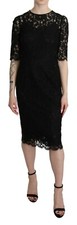 DOLCE & GABBANA Dress Black Floral Lace Sheath Knee Length IT40/ US6 / S $2800
