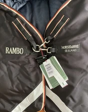 Rambo Supreme Heavy 420g Waterproof Horse Turnout Blanket & Neck Rug - 75" BLACK