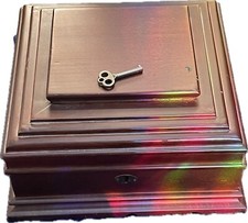 Vintage Wooden Jewelry Box With Locking Lid That Works And With Key 9x8x5.5in