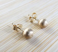 14k Yellow Gold 5mm Brushed Ball Stud Post Earrings .9 grams with Backs 251