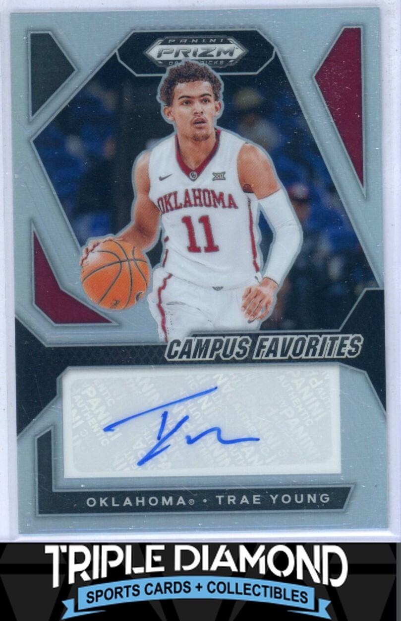 2024 Prizm Draft Picks Trae Young Campus Favorites Auto Silver Prizm T424