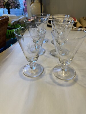 SET OF 6 - Prentiss Nancy LADY HILTON Shot Glasses, Juice Glass 6 Inch Tall, VTG