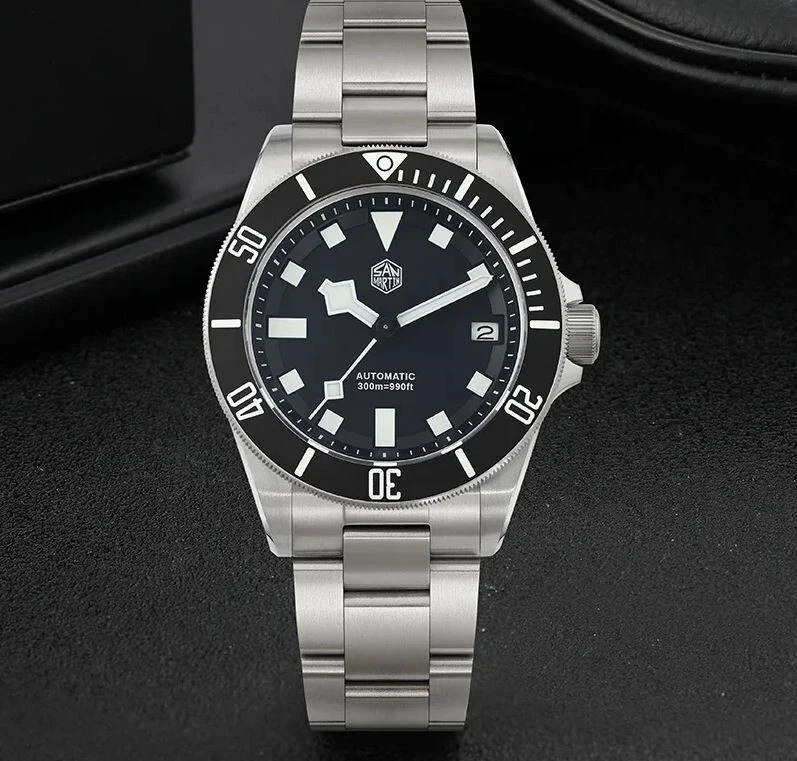 San Martin SN0121T Titanium Dive Watch NH35 USA Ready Tudor PELAGOS BLACK DATE - Image 2 of 4