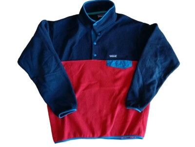 Patagonia Jacket Mens Large Navy/Red Synchilla Snap T Fleece
