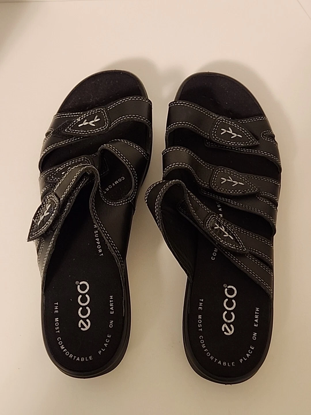 Ecco Sandali donna 3 cinturini regolabili taglia 41 (9 10) nero