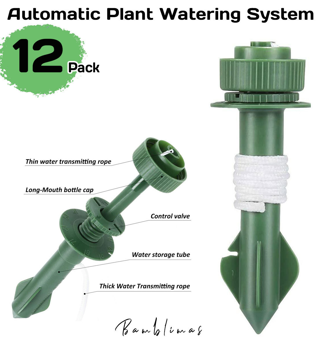12x Self Watering Plant Spikes Automatic Drip Irrigation Bottle System Garden UK