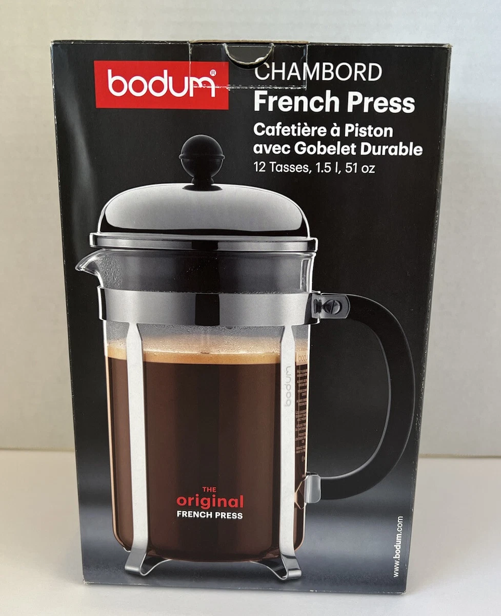 Bodum Chambord French Press 12 Cup Coffee Maker Durable Beaker 51 oz BPA  Free