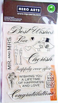 Best Wishes Wedding Sentiments Clear Stamp Set by Hero Arts CL360 NEW!