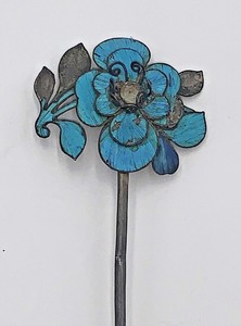 Qing Dynasty KINGFISHER Feather Hair Pin Antique BLUE Chinese TIAN-TSUI Long #1