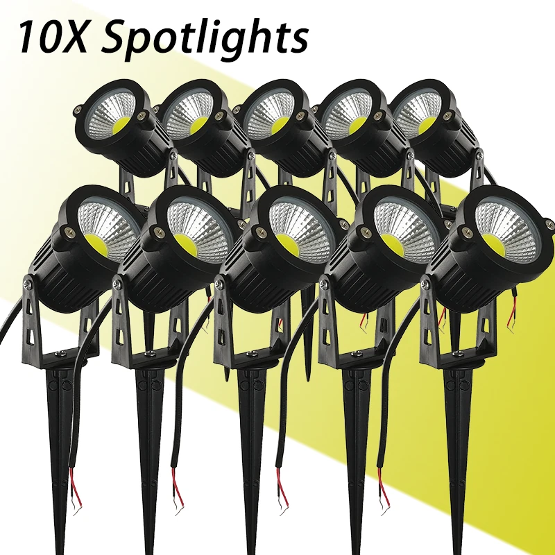 10X 12V COB LED Spot Lamps Backyard Landscape Cool/Warm White No Plug Hardwired
