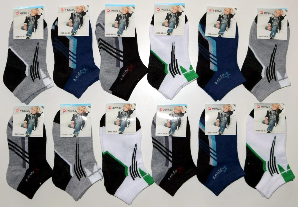 "PESAIL" 6*er.Kinder. Jungen Kurz Socken. Sneaker Baumwolle.Gr.:27/30;31/34;35/38; 38/42;