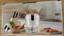 Portable Blue USB Mini Food Processor Small Wireless Garlic Chopper Mincer NEW