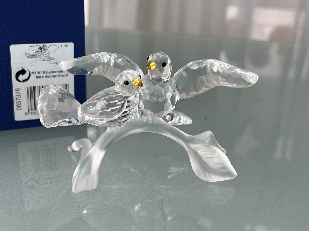 Swarovski Figurine 657378 Turtle Doves 10.5cm With Original