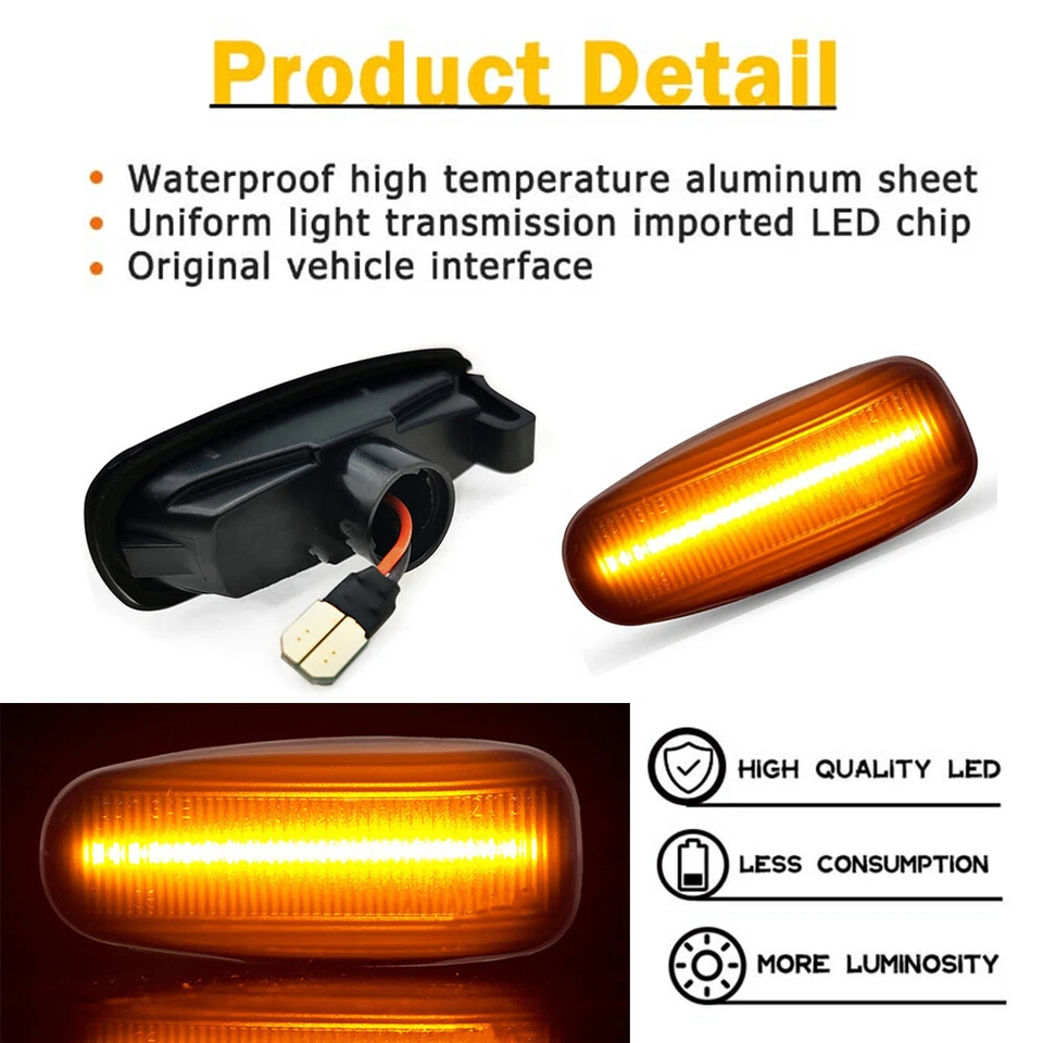 Sequential Smoked LED Side Marker Lights Turn Signal for Hyundai Elantra Kia Rio Foto 3 de 4