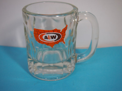 A & W ROOT BEER Glass Mug  3 1/4'' TALL  Preowned