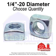 1/4"-20 Grade 2 Steel Square Nuts Zinc Clear Coarse Thread (Pick Quantity)