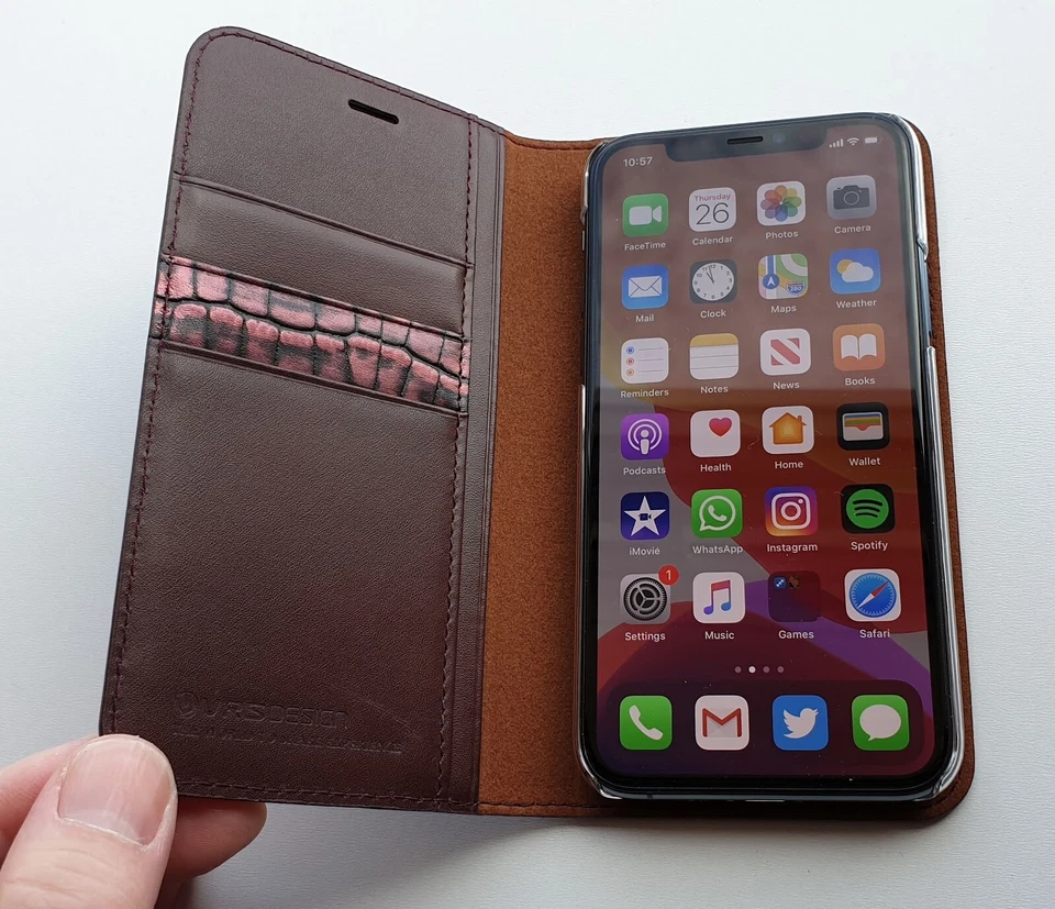 Capa carteira cartão iPhone 7 8 Plus X S9 Note 8 design VRS [diário de couro genuíno] - Imagem 2 de 4