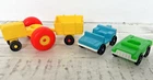 Vtg Fisher Price Little People Zoo Vehicle Green Car  Yellow Tractor lot of 4