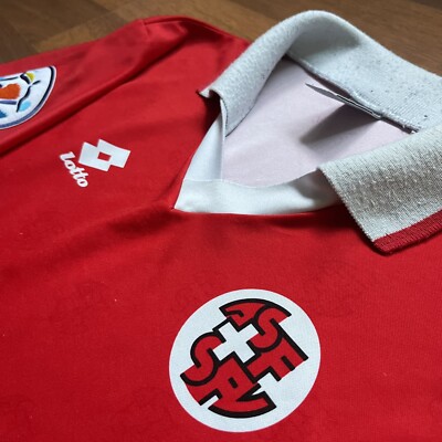 SWITZERLAND LOTTO 1994/1996 FOOTBALL HOME VINTAGE JERSEY SIZE “L