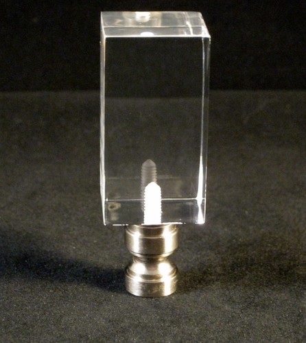 Lamp Finial-Transitional ACRYLIC RECTANGULAR CUBE W/PN BASE-CLEAR - Picture 3 of 4