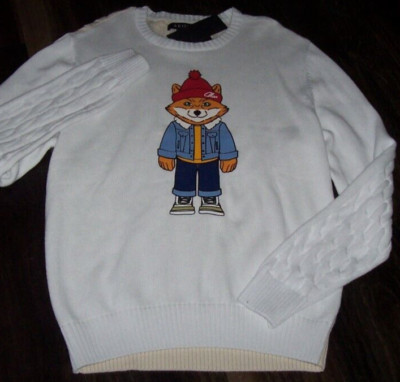 NWT AKOO White Front/Tan Cable Back SLICK FOX BUNDLED IN HAT Sweater Men's XL