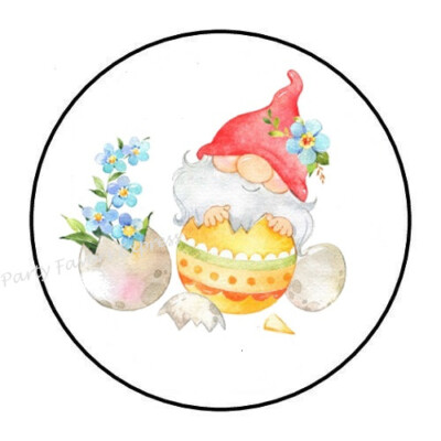 10cm Auto-Aufkleber Sticker Decal Laptop Farbe Gnome Easter Eggs bunt Rund R2007
