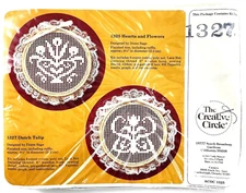 Stitchery Kit Vintage 1985 Creative Circle Lace Net Darning DUTCH TULIP