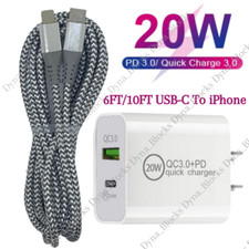 20W Fast Charger PD USB C Power Adapter For iPhone 14 13 12 Pro Max 11 XR 8 iPad