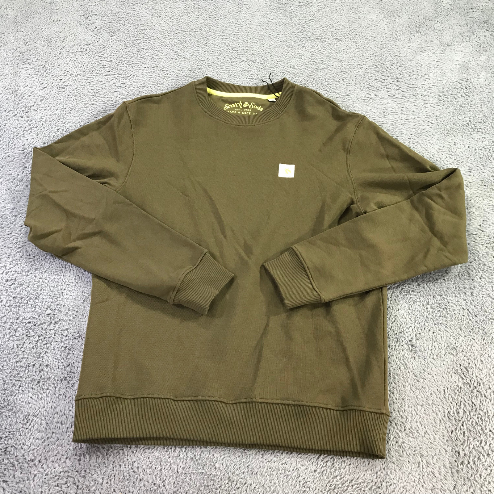 Scotch Soda Sweater Mens Medium Sweatshirt Green Yellow Preppy