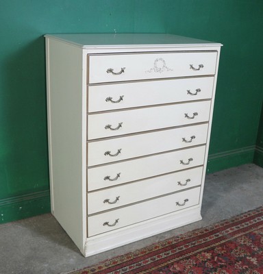 Vintage White French Country Style Chest Of Drawers 7 Drawer