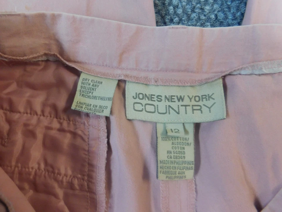 Jones New York Mujer Pantalones 12 Rosa Recto Country Chino Vintage Clásico Foto 3 de 4