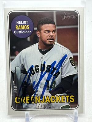 HELIOT RAMOS 2018 Topps Heritage Minors #135 SIGNED San Francisco Giants Allstar